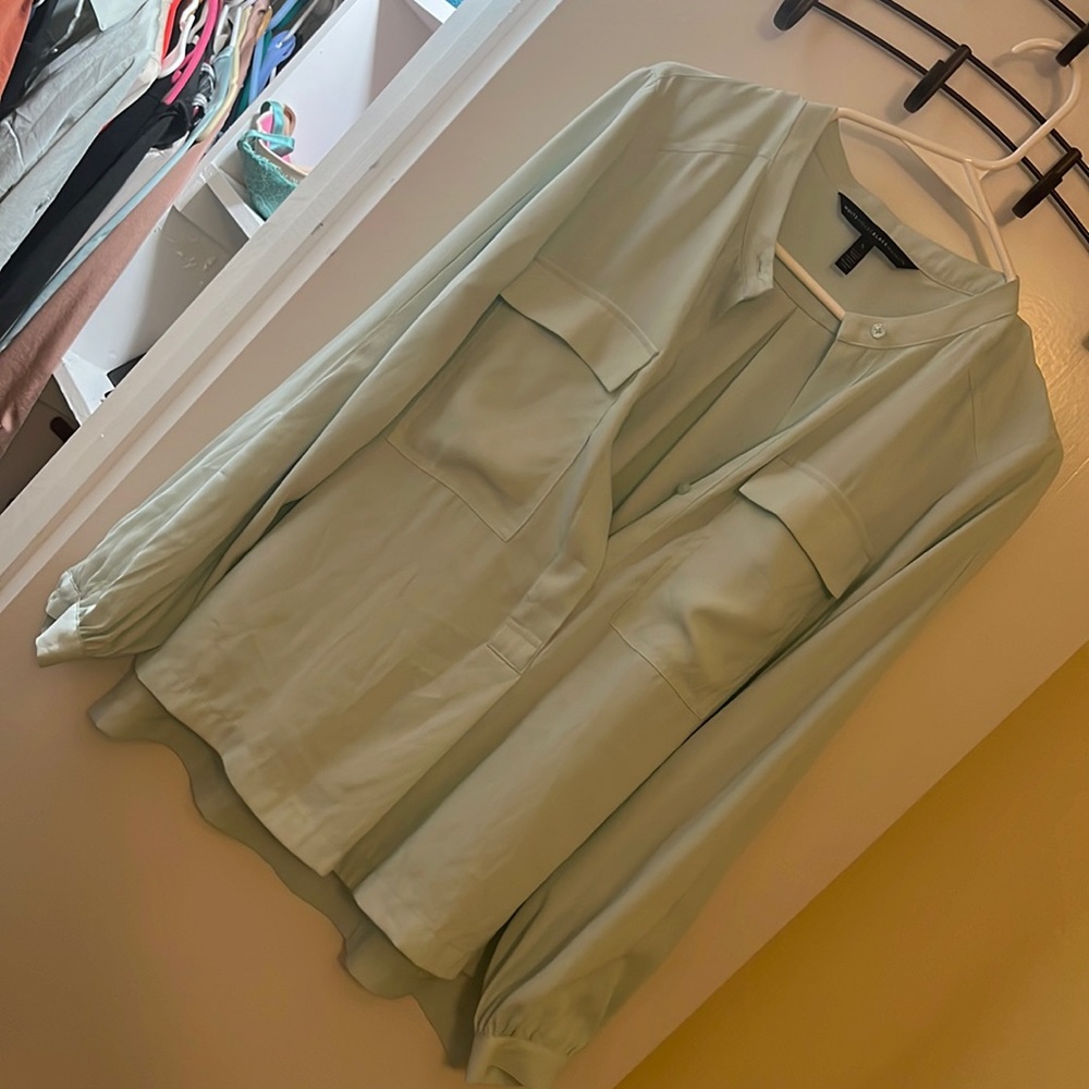 Blue shirt White House black market puff sleeve